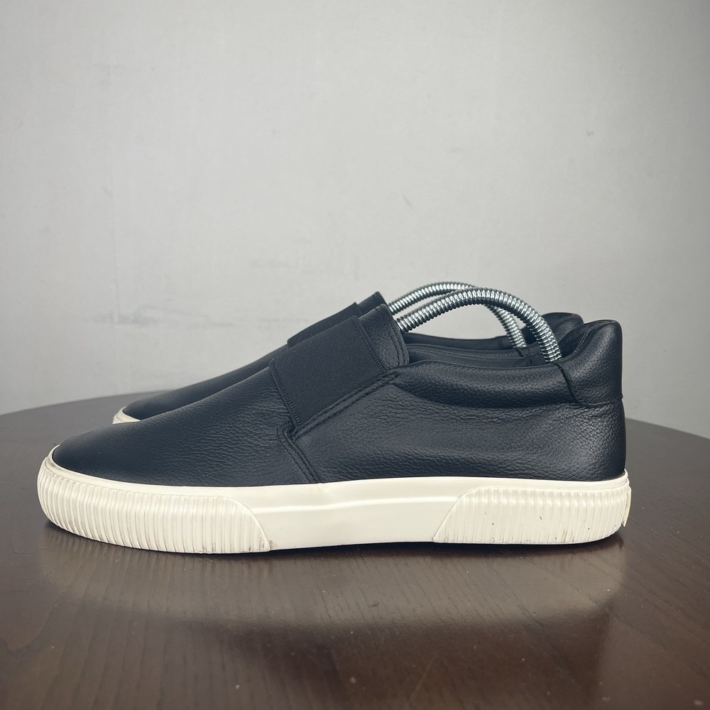 Vince Kirkland Shoes Women's 7M Black Leather Slip On Sneaker ‎ Elastic Band